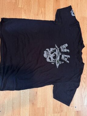 Zero FoxTrot call of duty Men's Black Short Sleeve Tee with Gray Skull